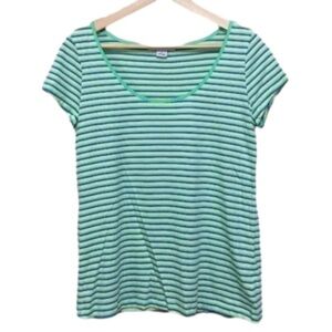 LIZ Claiborne pastel striped cap sleeve scoop neck small tee
